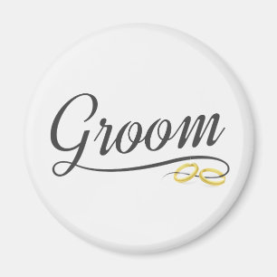 Simple Groom Floral Wedding Calligraphy   Aimant
