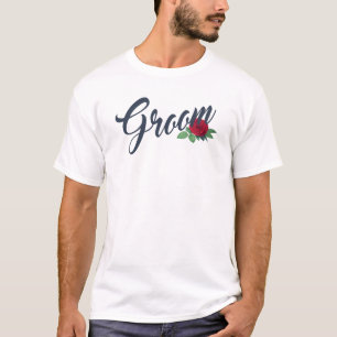 Simple Groom Floral Wedding Calligraphy   T-Shirt