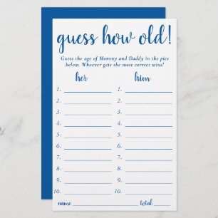 Simple Guess How Old    Blue Photo Game Card