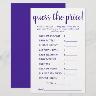 Simple Guess Prices Purple Shower Game Card