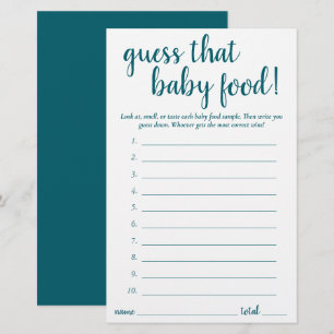 Simple Guess the Baby Food Teal Aqua Game Card