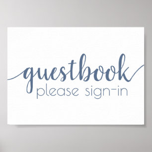 Simple Guestbook   Dusty Blue Any Event Sign