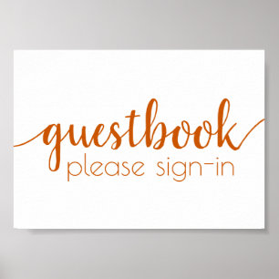 Simple Guestbook   Fall Orange Any Event Sign