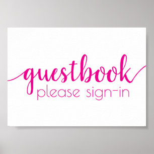Simple Guestbook   Hot Pink Any Event Sign