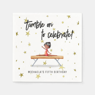 Simple Gymnastics Balance Beam Girl Birthday Napkin