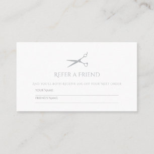 Simple Hair Stylist Scissors Modern Grey Referral Card