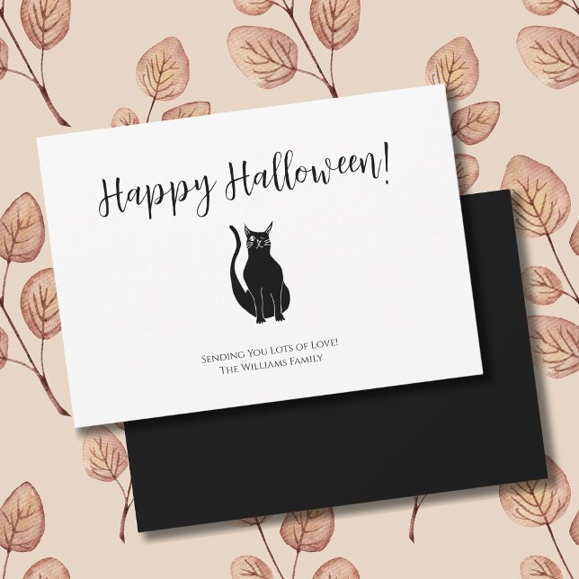 Simple Halloween  Black Cat Illustration  Holiday Card (Creator Uploaded)