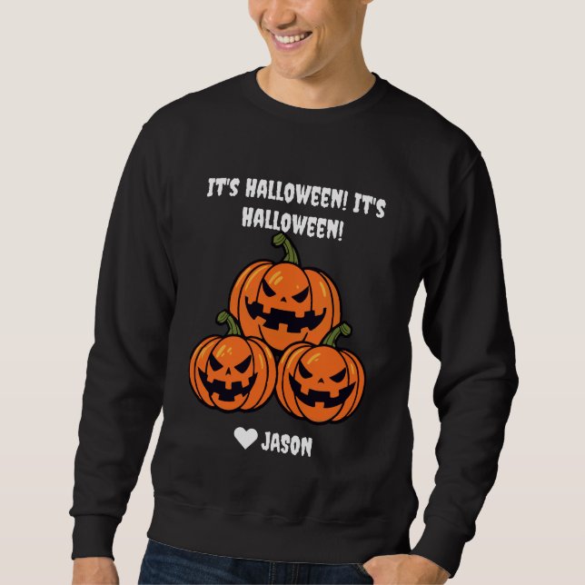 Simple Halloween boo spooky pumpkin Personalize Sweatshirt (Front)