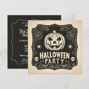 Simple Halloween Costume Party   Invitation