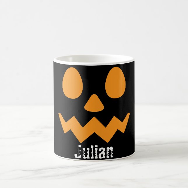 Simple Halloween Day Jack-o-Lantern Pumpkin Name Coffee Mug (Center)