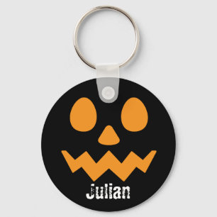 Simple Halloween Day Jack-o-Lantern Pumpkin Name Keychain