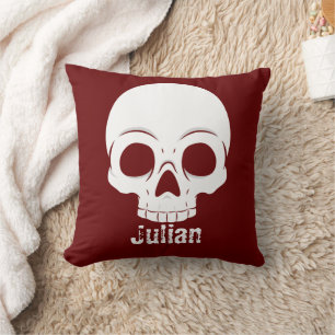 Simple Halloween Day Skull Spooky Name Throw Pillow