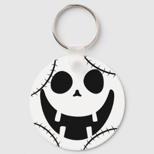 Simple Halloween jack-o-lantern pumpkin face Keychain