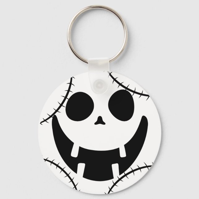 Simple Halloween jack-o-lantern pumpkin face Keychain (Front)
