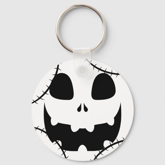 Simple Halloween jack-o-lantern pumpkin face Keychain (Front)