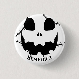 Simple Halloween jack-o-lantern pumpkin face Name 1 Inch Round Button