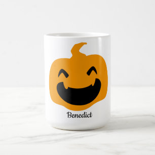 Simple Halloween jack-o-lantern pumpkin face Name Coffee Mug