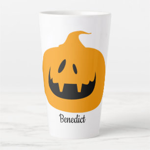 Simple Halloween jack-o-lantern pumpkin face Name Latte Mug