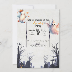 Simple Halloween Party Invitation - Friendly Ghost