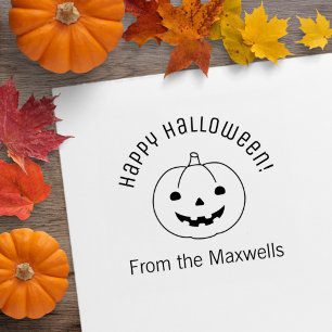 Simple Halloween Pumpkin Arch Message Rubber Stamp