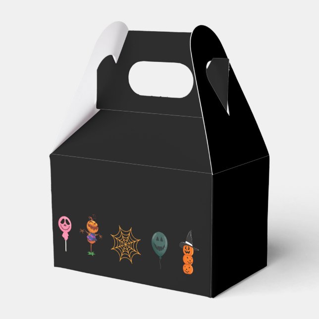 Simple Halloween Pumpkin face ghost scary Party Favor Box (Front Side)