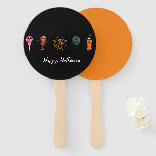 Simple Halloween Pumpkin face ghost scary Party Hand Fan