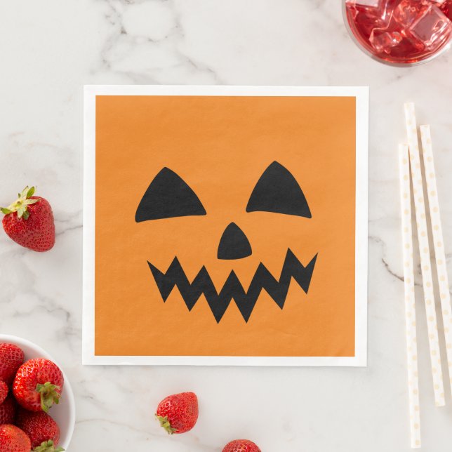 Simple Halloween Pumpkin face ghost scary Party Napkin (Insitu)