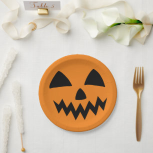 Simple Halloween Pumpkin face ghost scary Party Paper Plate