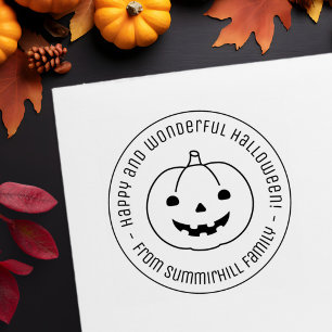 Simple Halloween Pumpkin Round Message Self-inking Stamp