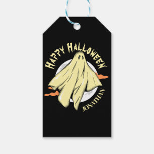 Simple Halloween spooky ghost Personalized Name Gift Tags