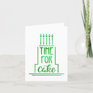Simple Hand Drawn Cake Happy Birthday Green Card