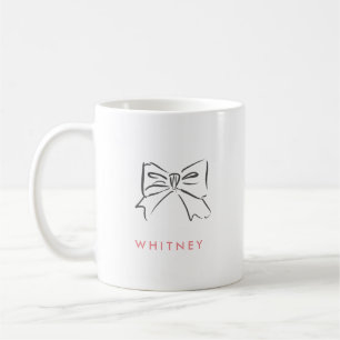 Simple Hand Drawn Coquette Bow Pink Personalized Coffee Mug