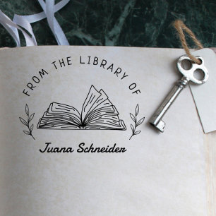 Simple Hand-drawn Custom Library Book  Self-inking Stamp