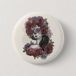 Simple Hand-drawn Dia de los Muertos   Button