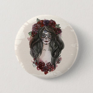 Simple Hand-drawn Dia de los Muertos   Button
