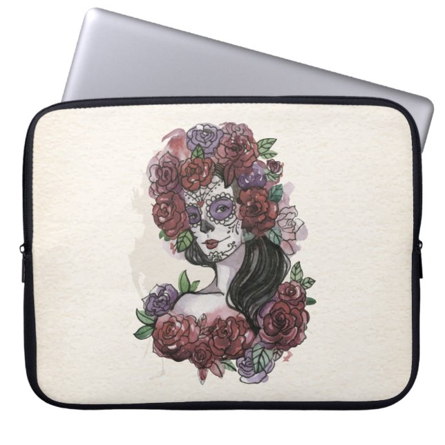 Simple Hand-drawn Dia de los Muertos Laptop Sleeve (Front)