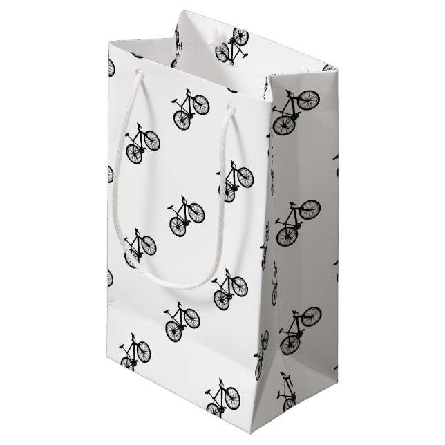 Simple hand drawn doodle of bicycle small gift bag (Front Angled)