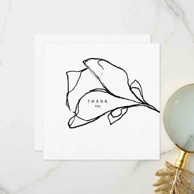 Simple Hand-Drawn Floral Stem II Funeral Thank You (Front/Back In Situ)