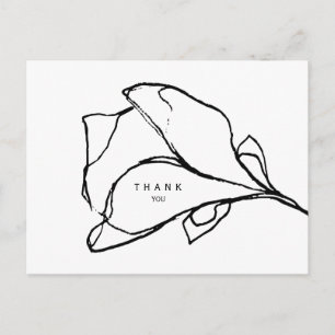 Simple Hand-Drawn Floral Stem II Funeral Thank You Postcard