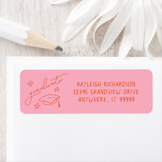 Simple Hand Drawn Graduate Return Address Label (Insitu)