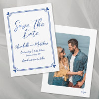Simple Hand Drawn Photo Blue Whimsical Wedding