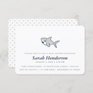 Simple Hand-Drawn Shark Baby Gender-Neutral Shower Invitation