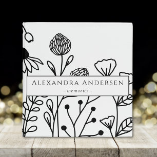Simple Hand Drawn Wildflowers Botanical Floral Binder