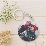 Simple Hand-Lettered Love Photo Keychain<br><div class="desc">Keep your loved one close to you with this custom keychain with a photo and love hand-lettered across it.</div>