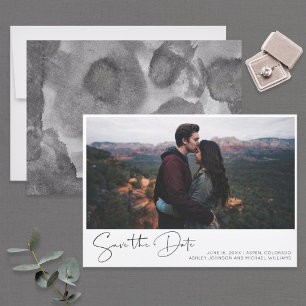 Simple Hand Lettered Script Photo Save the Date Invitation