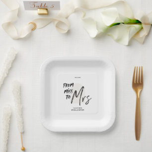 Simple Hand Lettering Bridal Shower Elegant Paper Plate