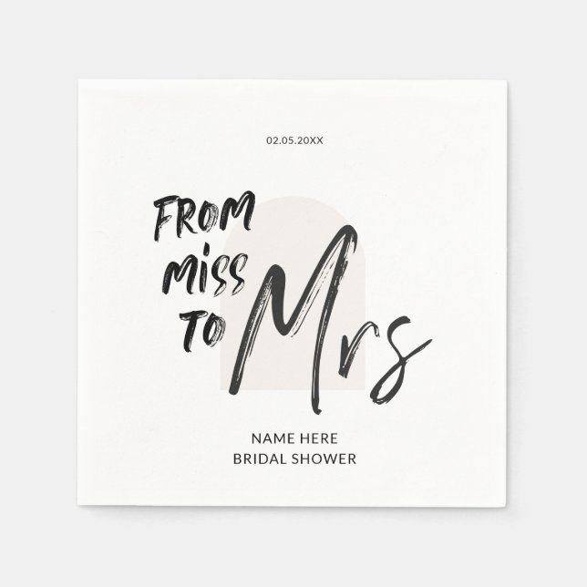 Simple Hand Lettering Bridal Shower Napkin (Front)