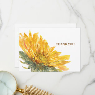 Simple Hand-Painted Sunflower Funeral Thank You Card