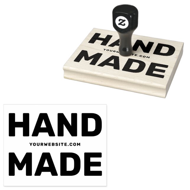 Simple Handmade Website Name Rubber Wood Art Stamp (Stamped)