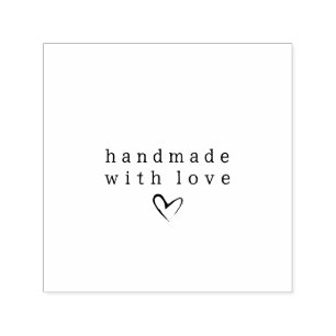 Simple Handmade with Love Heart Black and White Self-inking Stamp